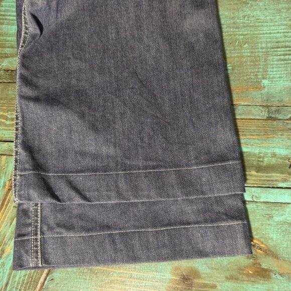 Love Moschino Blue Wide Leg Jeans Size 28 Hemmed Heart Pockets - Picture 11 of 12